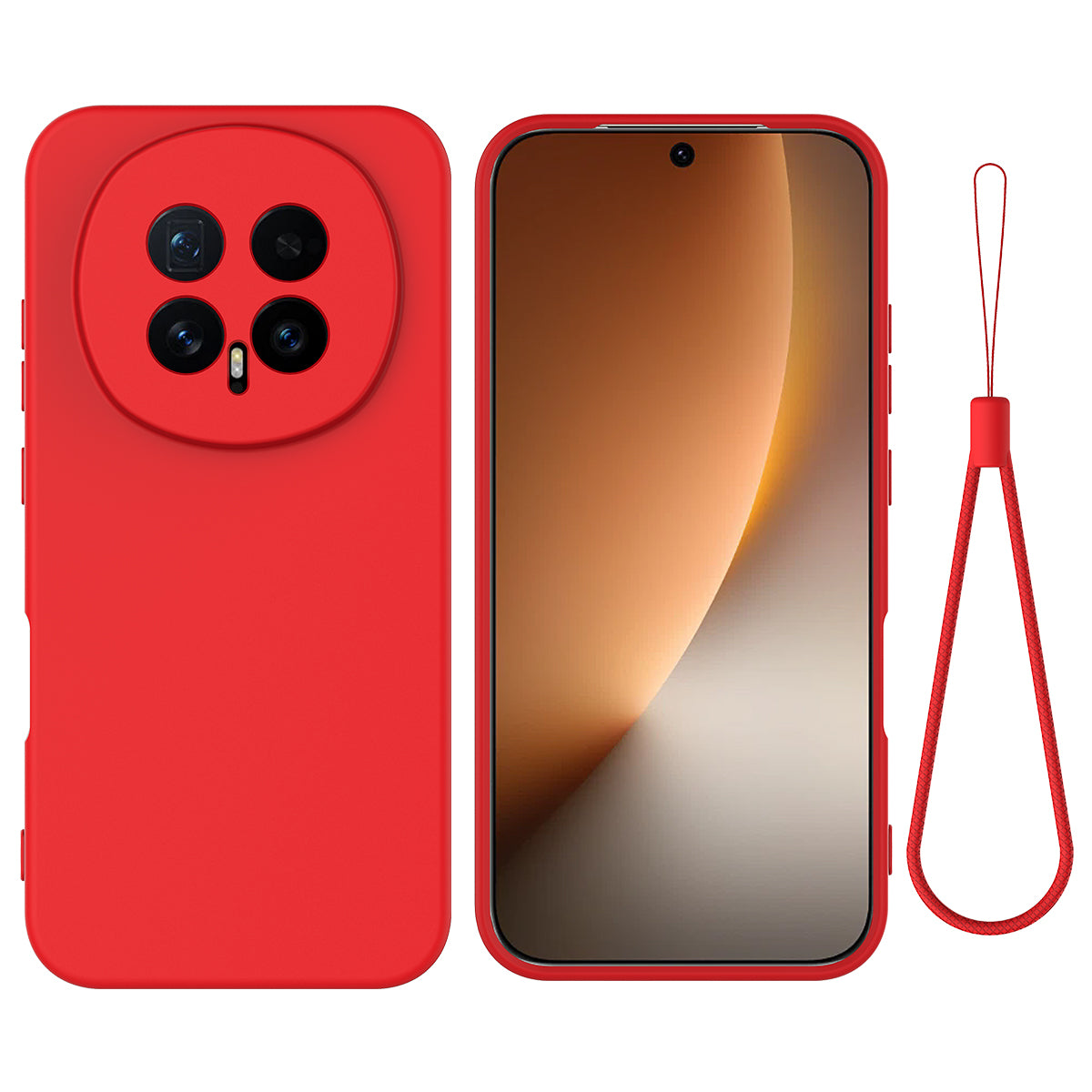 For Honor Magic8 5G Liquid Silicone Case Phone Back Cover with Hand Strap