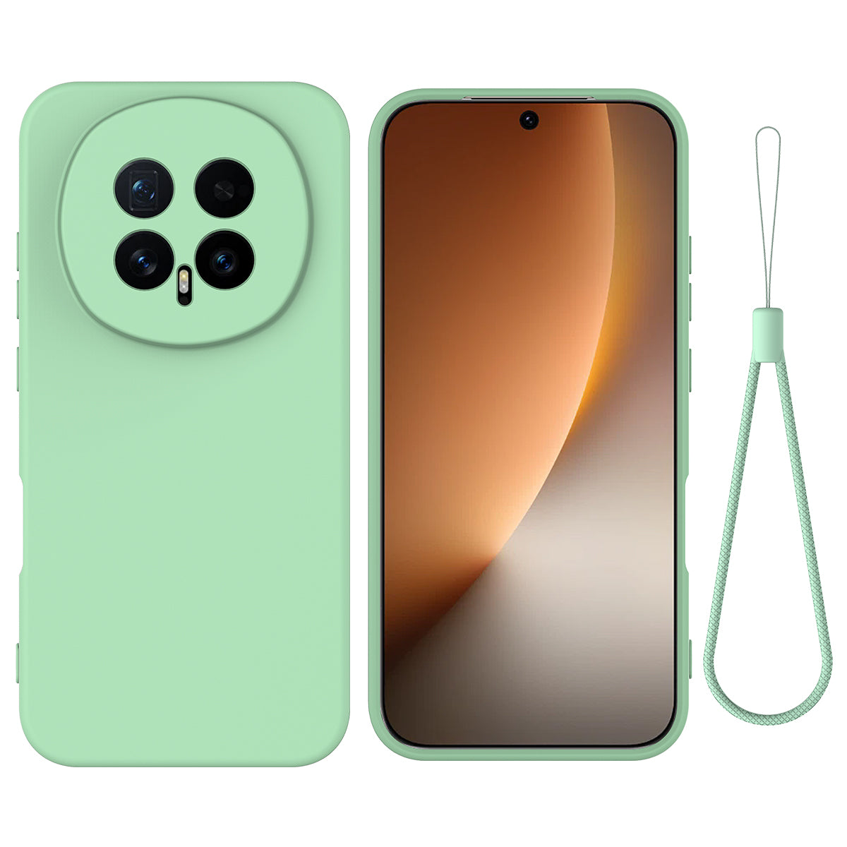 For Honor Magic8 5G Liquid Silicone Case Phone Back Cover with Hand Strap