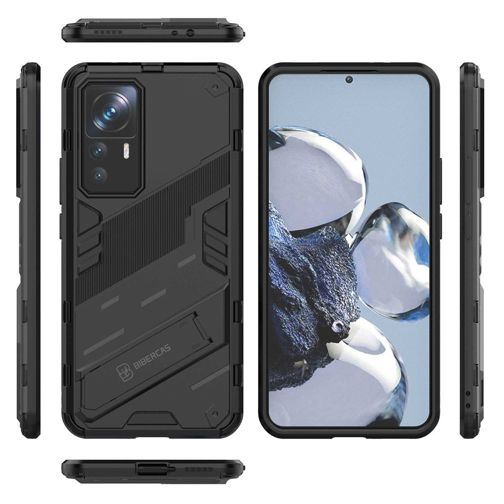 For Xiaomi 12T Pro 5G Anti-drop Hard PC+Soft TPU Case Shockproof Kickstand Cell Phone Cover