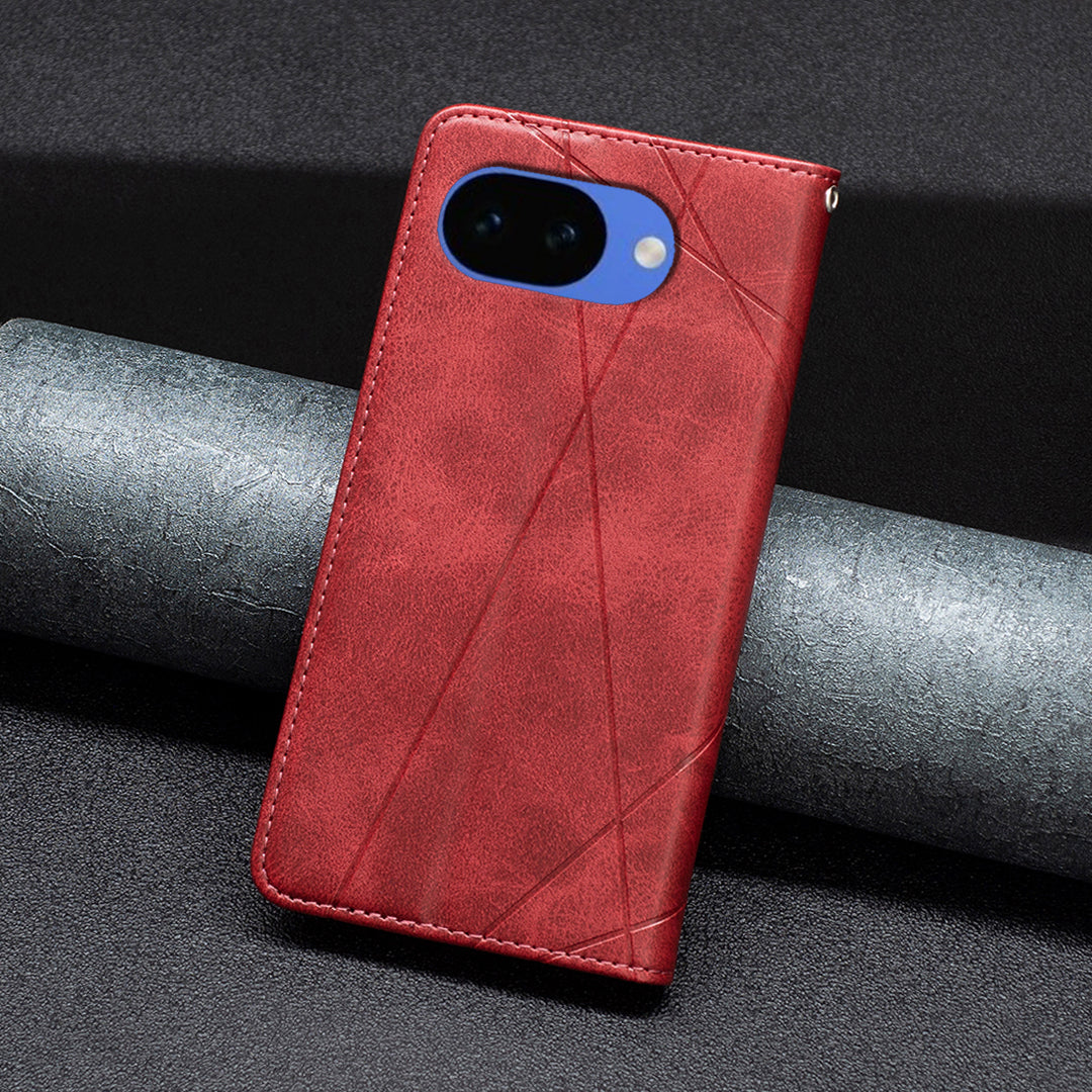 For Google Pixel 10a Case Card Slots Geometry Imprint Leather Phone Cover