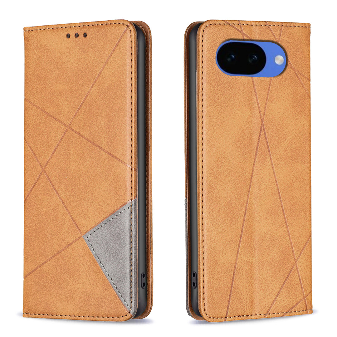For Google Pixel 10a Case Card Slots Geometry Imprint Leather Phone Cover