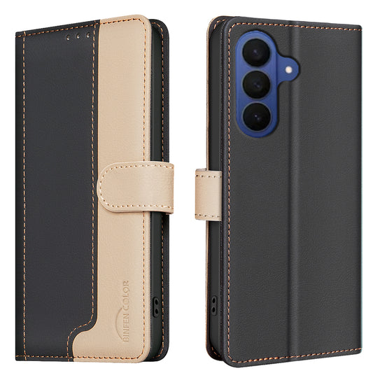 Galaxy A57 5G Handyhülle – BINFEN COLOR Ledertasche mit Spleißfarbe, RFID-blockierender Brieftaschenständer
