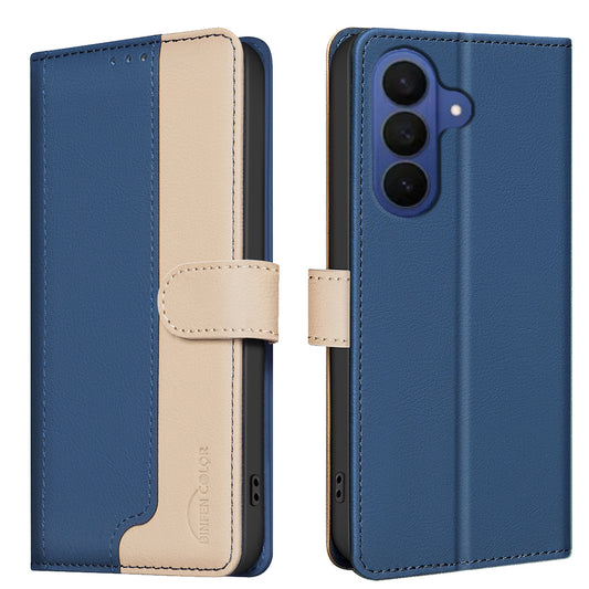 Galaxy A37 5G Handyhülle – BINFEN COLOR Ledertasche mit Spleißfarbe, RFID-blockierender Brieftaschenständer