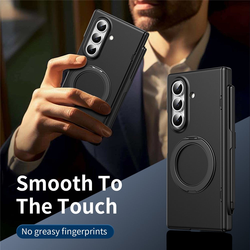For Samsung Galaxy Z Fold7 5G Rotary Kickstand PC Phone Cover with Tempered Glass Film / Stylus