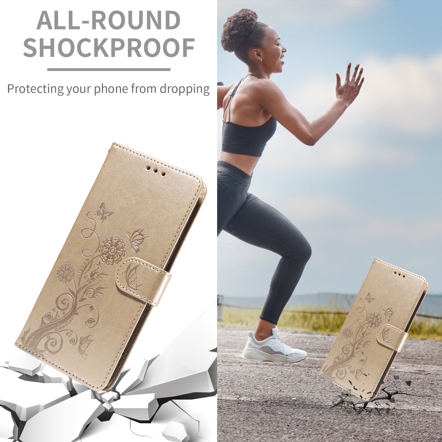 For Google Pixel 10a Leather Case Butterfly Floral Imprint Wallet Stand Cover
