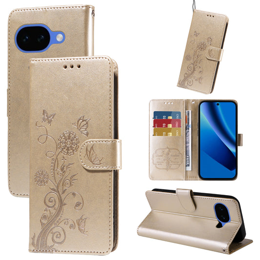 Google Pixel 10a Handyhülle – Ledertasche mit Schmetterlings- und Blumenaufdruck, Brieftaschenständer