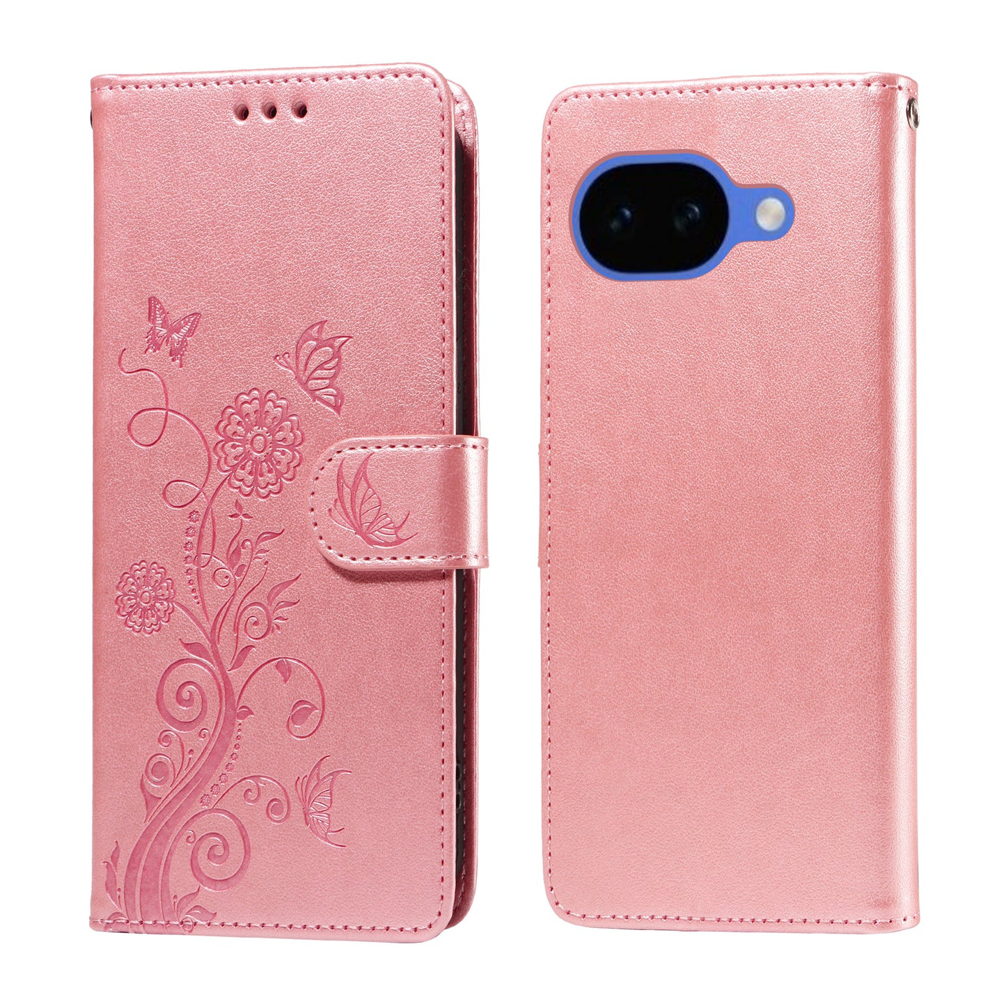 For Google Pixel 10a Leather Case Butterfly Floral Imprint Wallet Stand Cover
