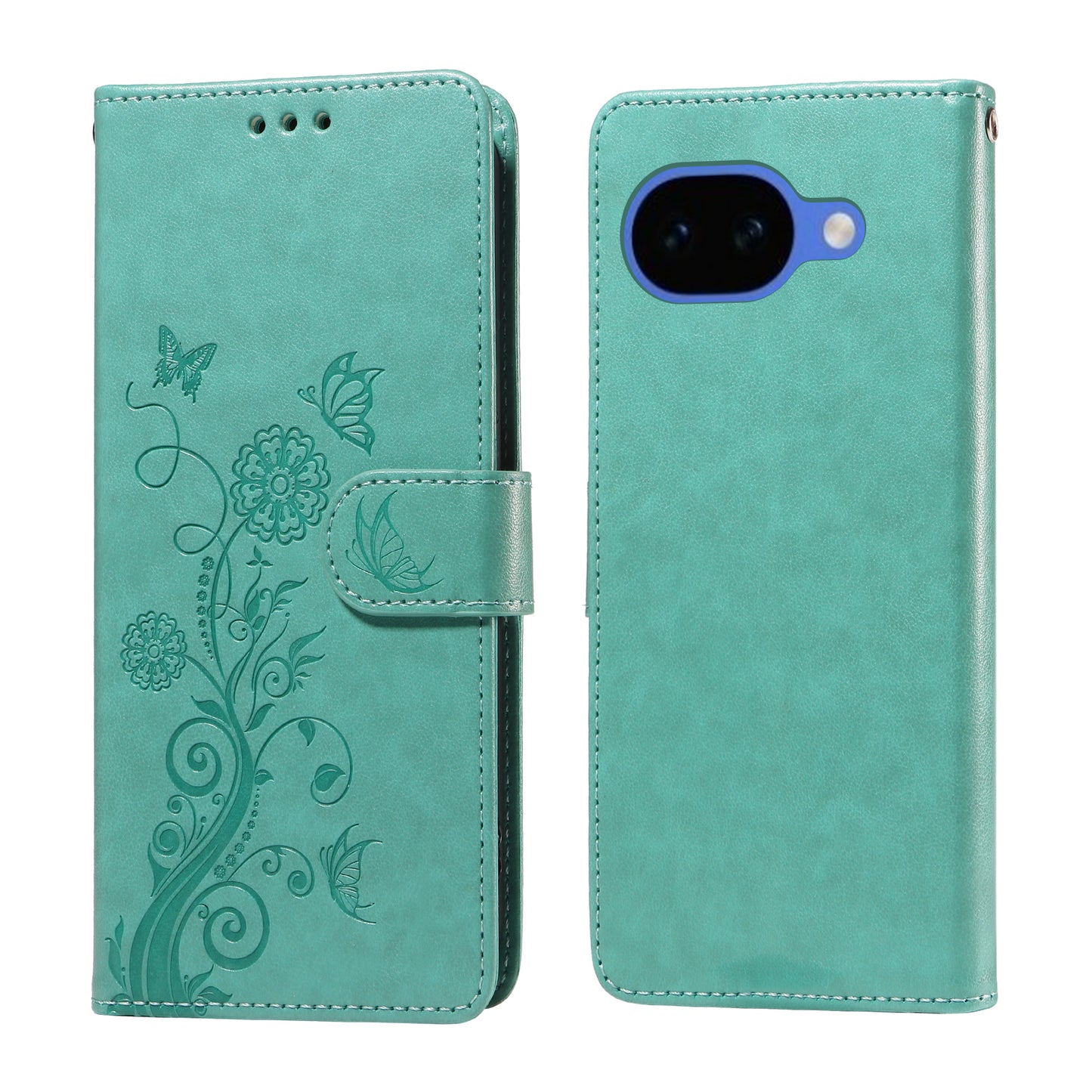 For Google Pixel 10a Leather Case Butterfly Floral Imprint Wallet Stand Cover