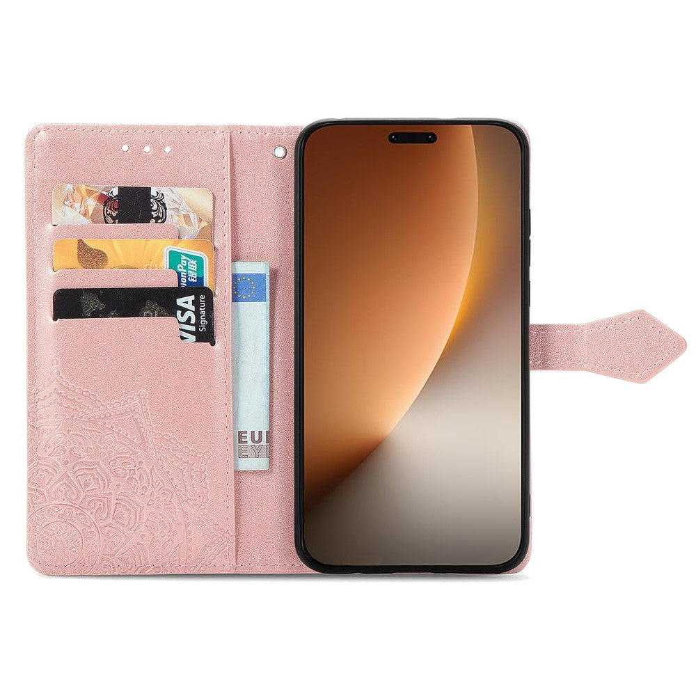 Honor Magic8 Pro 5G Wallet-Handyhülle – Aus geprägtem Mandala-Leder, mit Magnetverschluss & Klappverschluss