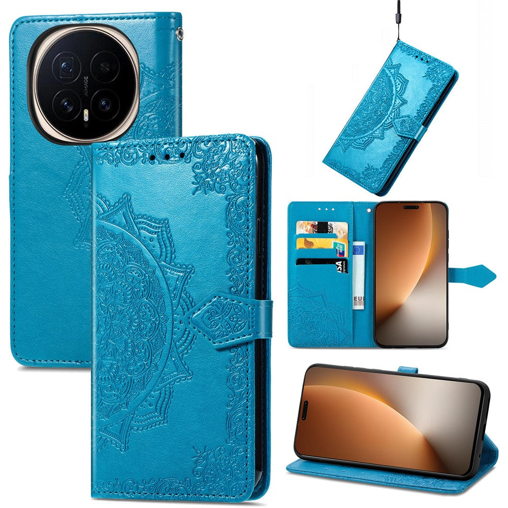 Honor Magic8 Pro 5G Wallet-Handyhülle – Aus geprägtem Mandala-Leder, mit Magnetverschluss & Klappverschluss