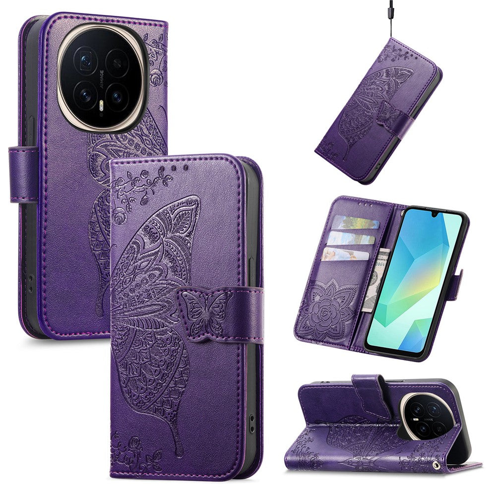 For Honor Magic8 Pro 5G Case with Strap Butterfly Pattern PU Leather Wallet Phone Cover