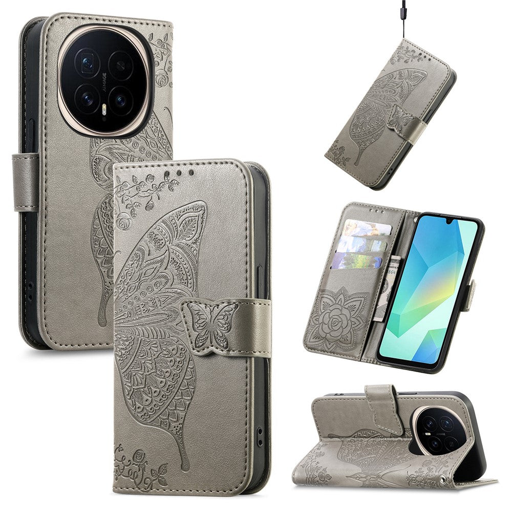 For Honor Magic8 Pro 5G Case with Strap Butterfly Pattern PU Leather Wallet Phone Cover
