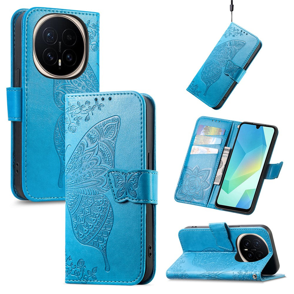 For Honor Magic8 Pro 5G Case with Strap Butterfly Pattern PU Leather Wallet Phone Cover