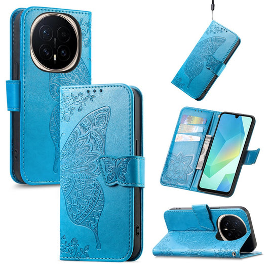 Honor Magic8 Pro 5G Handyhülle – mit Riemen, Schmetterlingsmuster, PU-Leder, Brieftaschen
