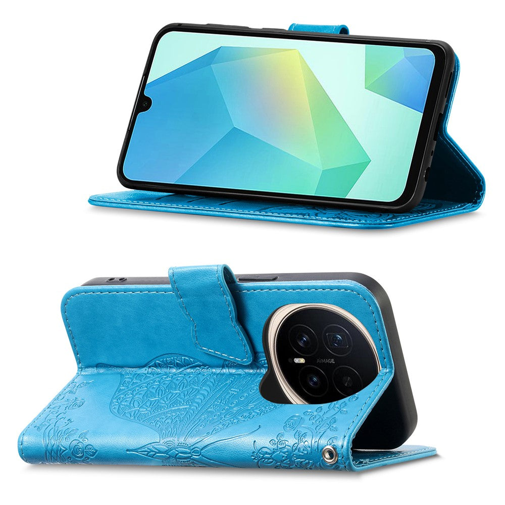 For Honor Magic8 Pro 5G Case with Strap Butterfly Pattern PU Leather Wallet Phone Cover