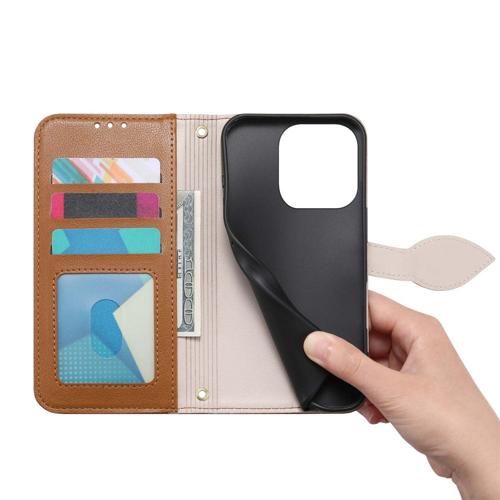 For Honor 400 Lite 5G Stand Case Leaf Shape Magnetic Clasp Leather Phone Cover with Hand Strap