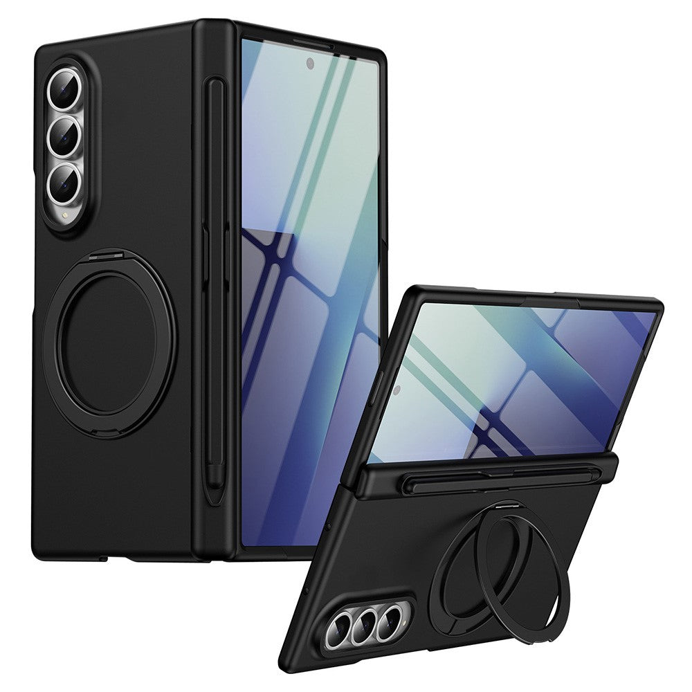 For Samsung Galaxy Z Fold3 5G Rotary Kickstand PC Phone Cover with Tempered Glass Film / Stylus