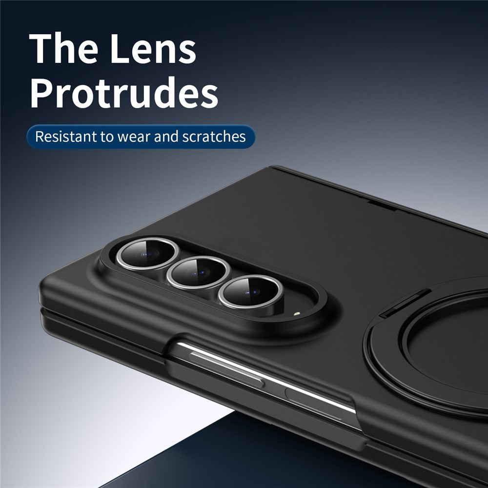 For Samsung Galaxy Z Fold3 5G Rotary Kickstand PC Phone Cover with Tempered Glass Film / Stylus