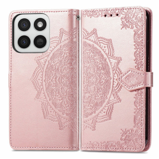Honor 400 Smart 5G  /  400 Smart 4G  /  X7d 4G  /  X7d 5G Wallet-Handyhülle – Aus geprägtem Mandala-Leder, mit Magnetverschluss & Klappverschluss