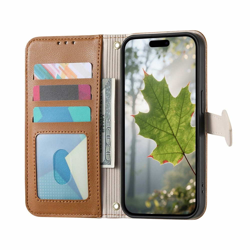Stand Case for Honor 400 Smart 5G  /  400 Smart 4G  /  X7d 4G  /  X7d 5G Leaf Shape Magnetic Clasp Leather Phone Cover with Hand Strap