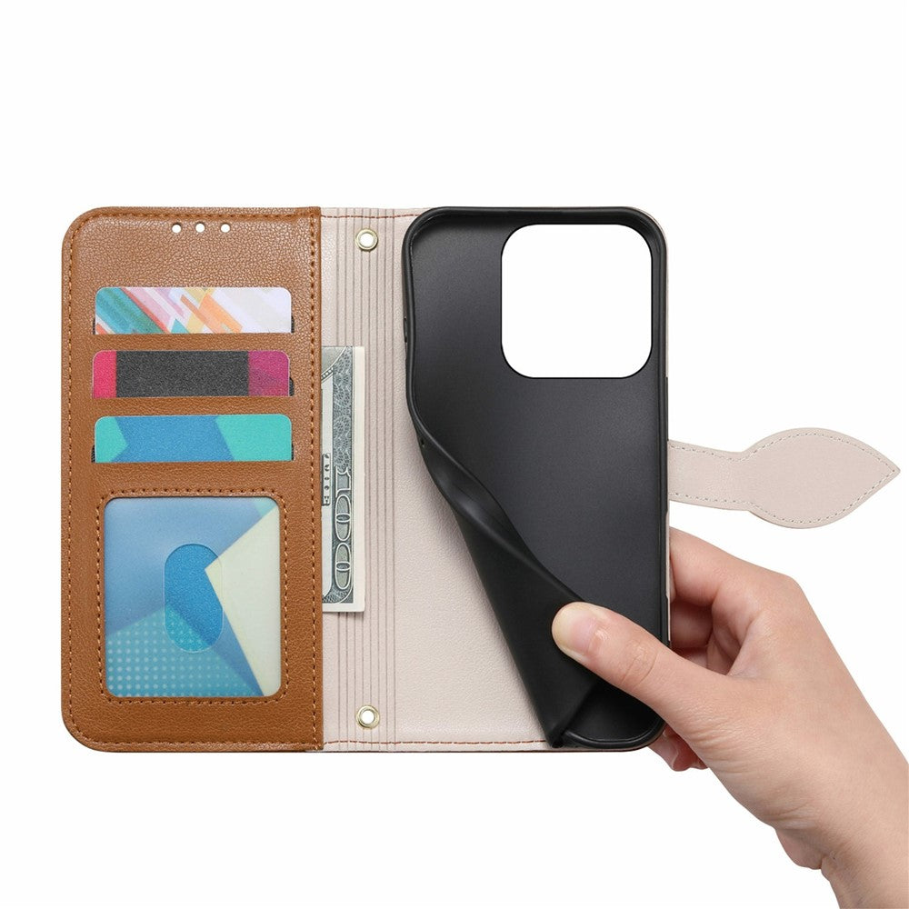 Stand Case for Honor 400 Smart 5G  /  400 Smart 4G  /  X7d 4G  /  X7d 5G Leaf Shape Magnetic Clasp Leather Phone Cover with Hand Strap