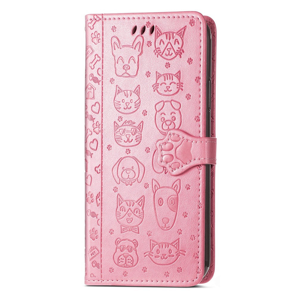 Honor 400 Smart 5G  /  400 Smart 4G  /  X7d 4G  /  X7d 5G Wallet-Handyhülle – Aus Leder, mit niedlichem Katzen- & Hundemuster