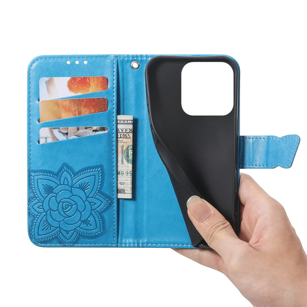 Phone Case for Honor 400 Smart 5G  /  400 Smart 4G  /  X7d 4G  /  X7d 5G with Strap Butterfly Pattern PU Leather Wallet Phone Cover