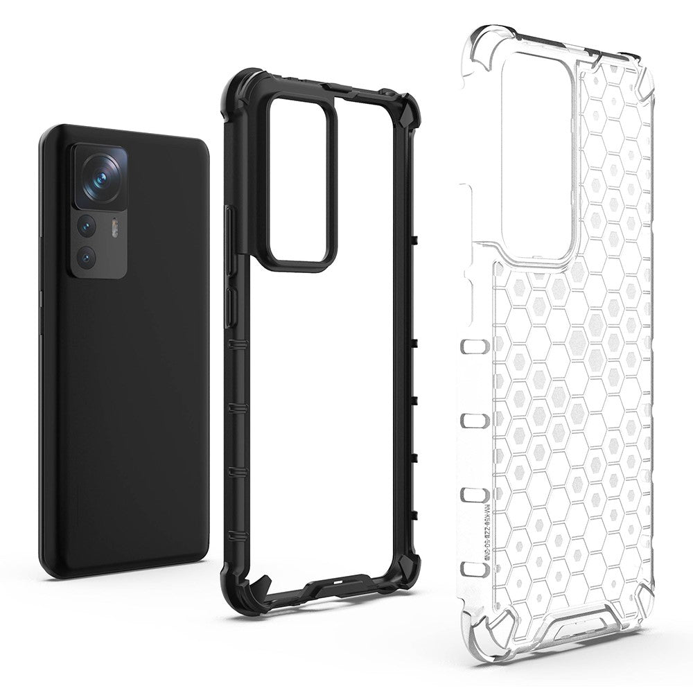For Xiaomi 12T Pro 5G Honeycomb Texture TPU + PC Phone Cover Shockproof Protective Case