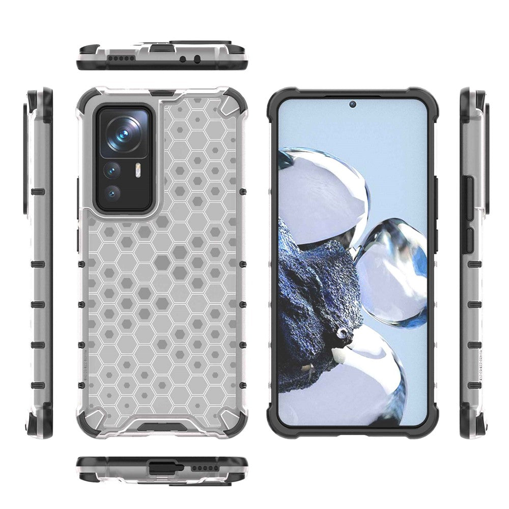 For Xiaomi 12T Pro 5G Honeycomb Texture TPU + PC Phone Cover Shockproof Protective Case