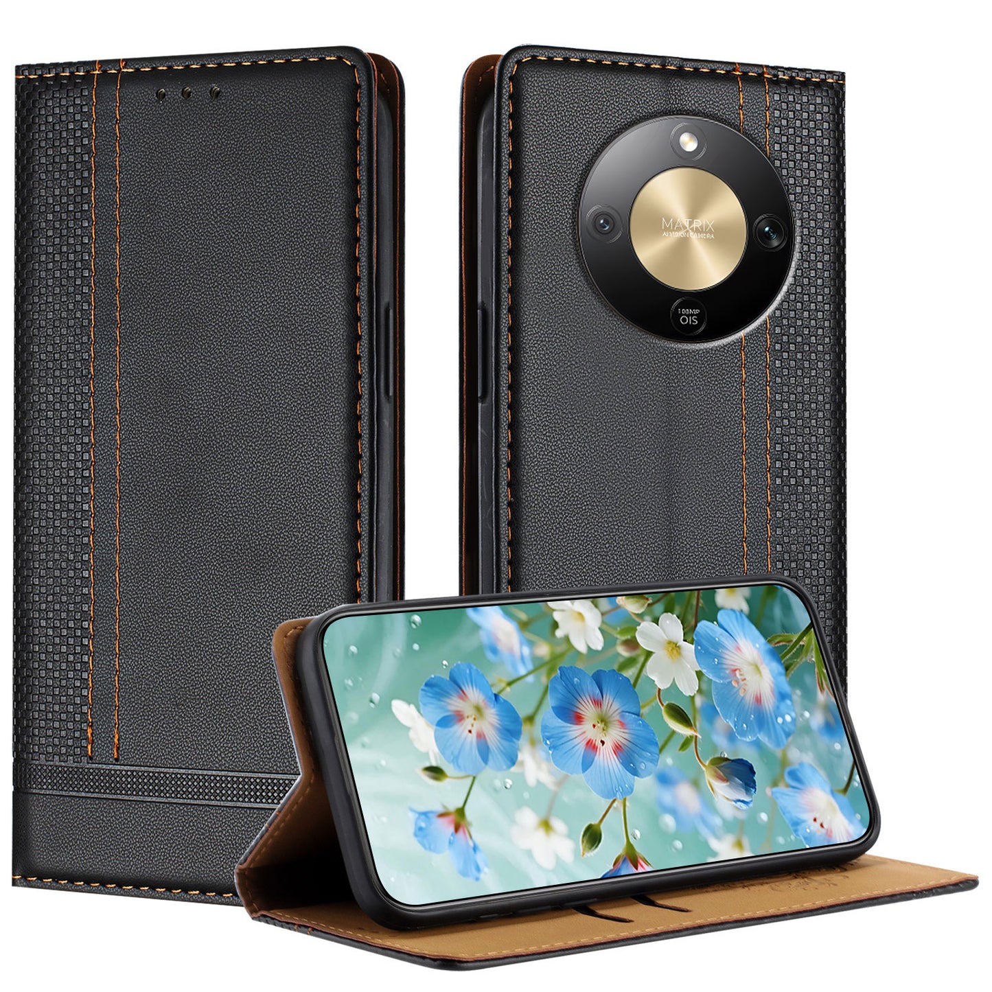 For Honor X70 5G / Honor Magic8 Lite 5G / Honor X9d 5G Case L-Shaped Grid Pattern Leather Stand Phone Cover with Card Slots