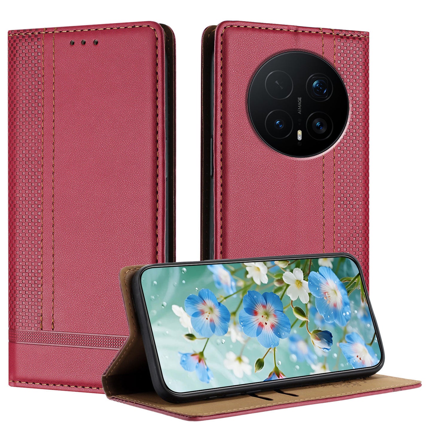 For Honor Magic8 Pro 5G Case L-Shaped Grid Pattern Leather Stand Phone Cover with Card Slots