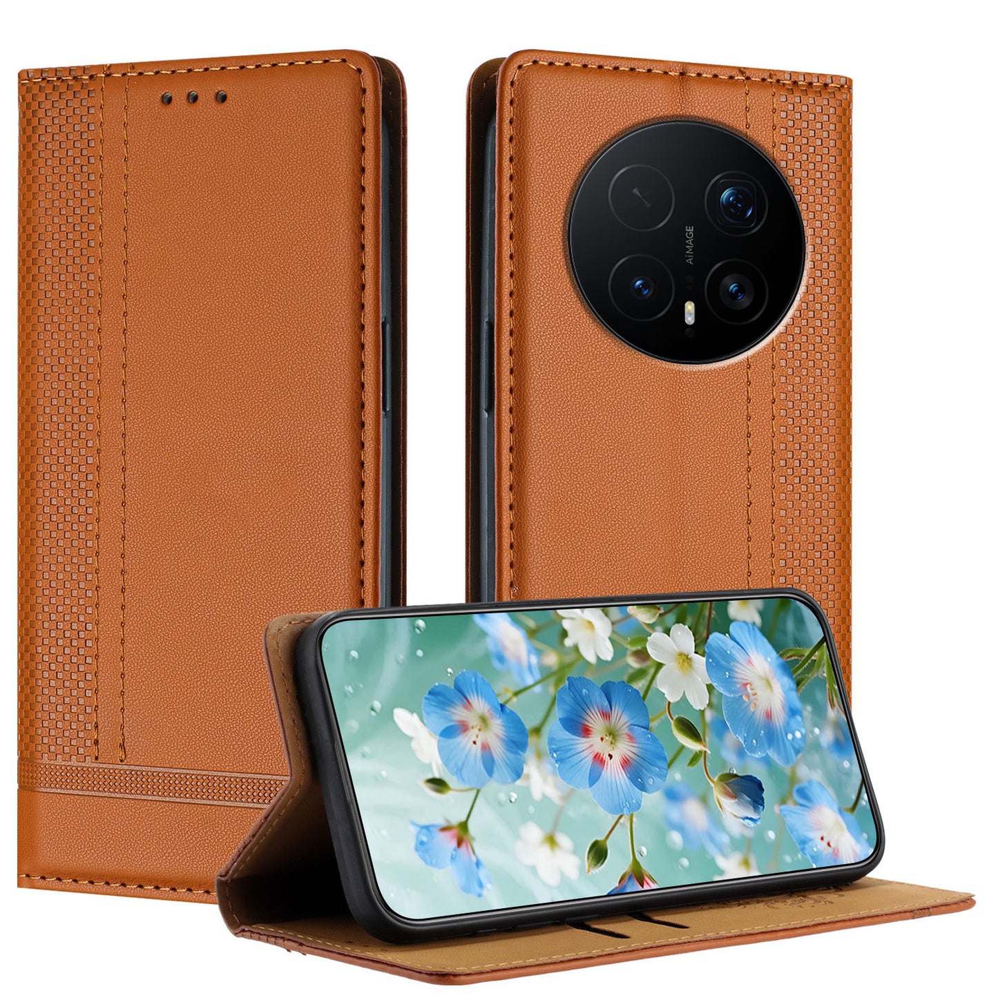 For Honor Magic8 Pro 5G Case L-Shaped Grid Pattern Leather Stand Phone Cover with Card Slots