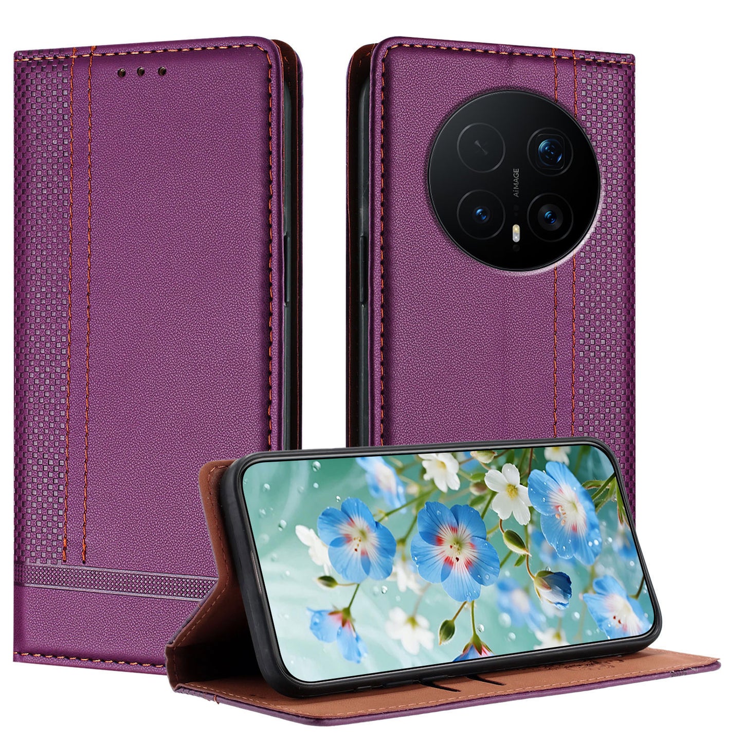 For Honor Magic8 Pro 5G Case L-Shaped Grid Pattern Leather Stand Phone Cover with Card Slots