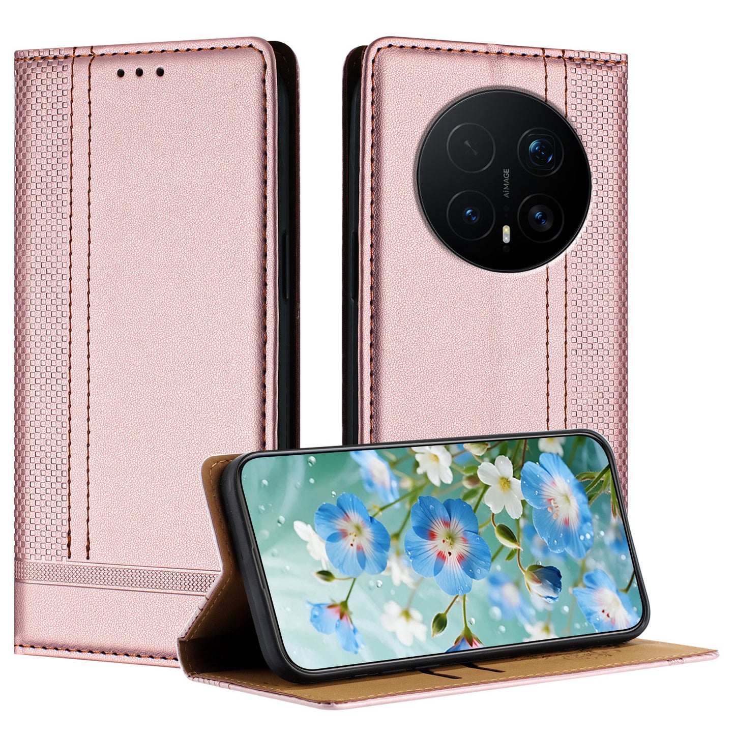 For Honor Magic8 Pro 5G Case L-Shaped Grid Pattern Leather Stand Phone Cover with Card Slots