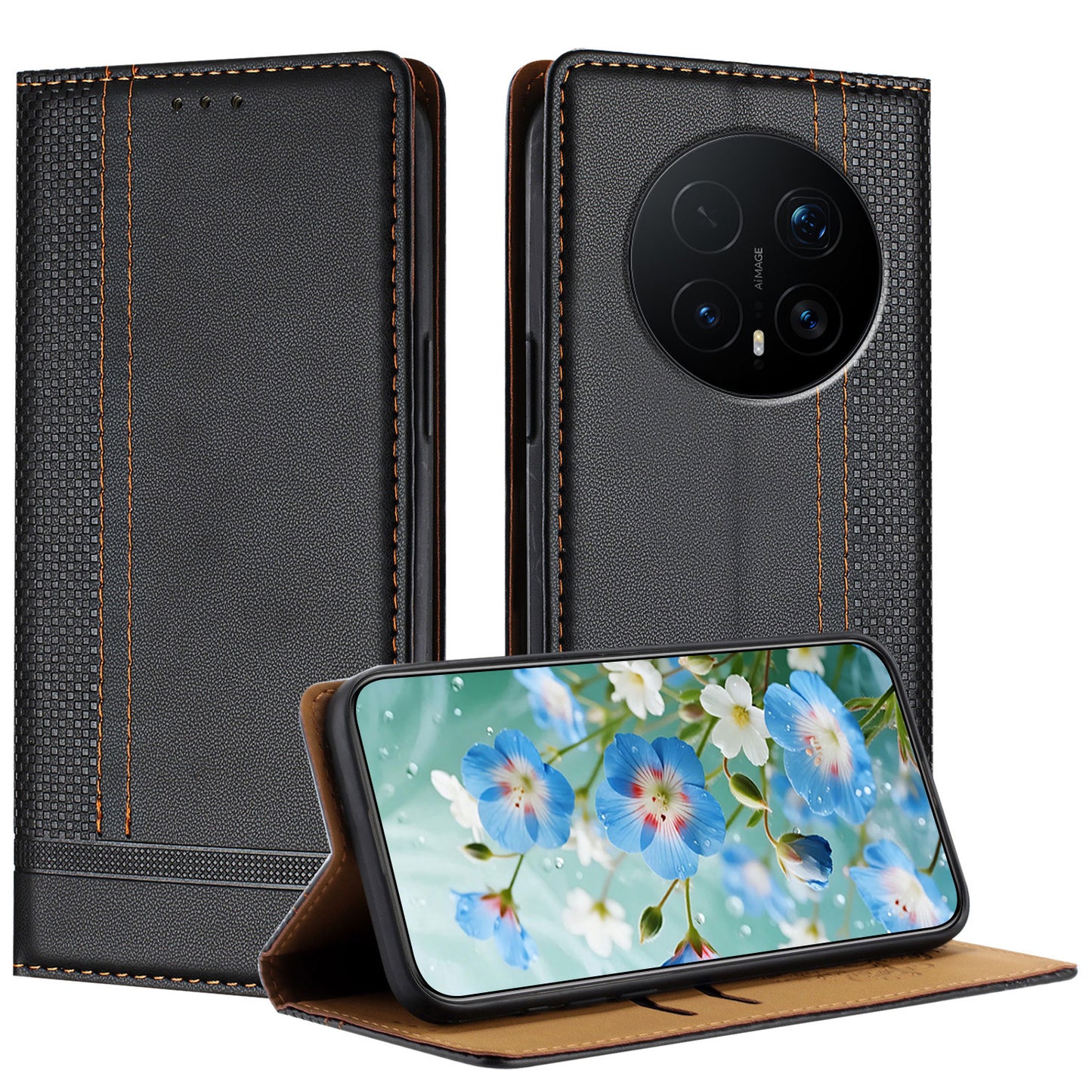 For Honor Magic8 Pro 5G Case L-Shaped Grid Pattern Leather Stand Phone Cover with Card Slots