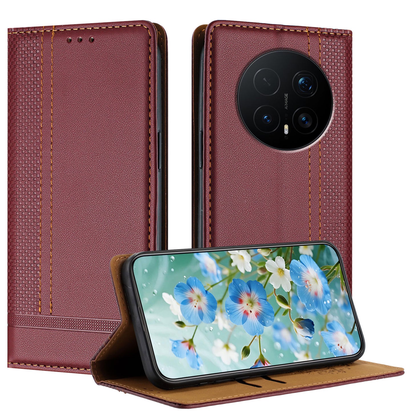 For Honor Magic8 Pro 5G Case L-Shaped Grid Pattern Leather Stand Phone Cover with Card Slots