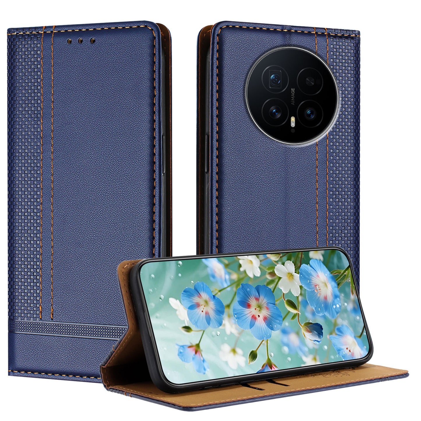 For Honor Magic8 5G Case L-Shaped Grid Pattern Leather Stand Phone Cover with Card Slots