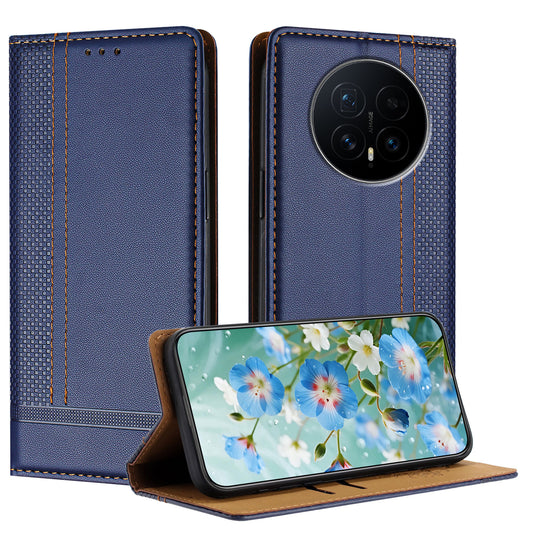 Honor Magic8 5G Handyhülle – mit L-förmigem Gittermuster, Lederständer, mit Kartenfächern