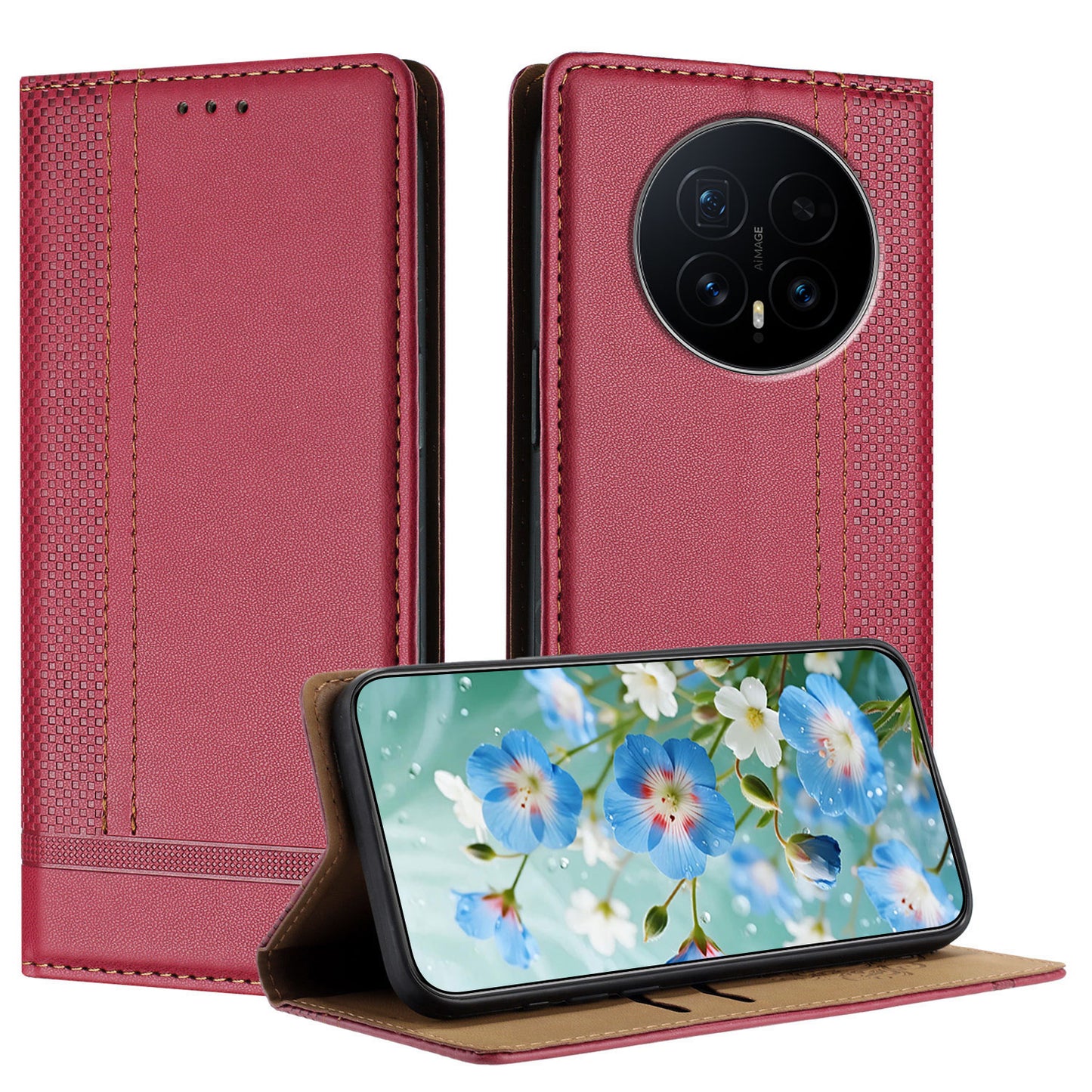 For Honor Magic8 5G Case L-Shaped Grid Pattern Leather Stand Phone Cover with Card Slots