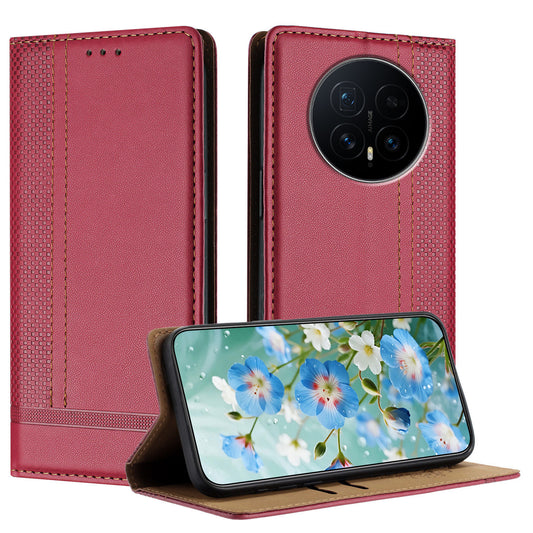 Honor Magic8 5G Handyhülle – mit L-förmigem Gittermuster, Lederständer, mit Kartenfächern