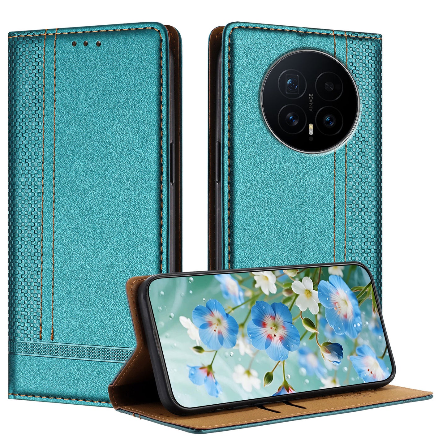 For Honor Magic8 5G Case L-Shaped Grid Pattern Leather Stand Phone Cover with Card Slots