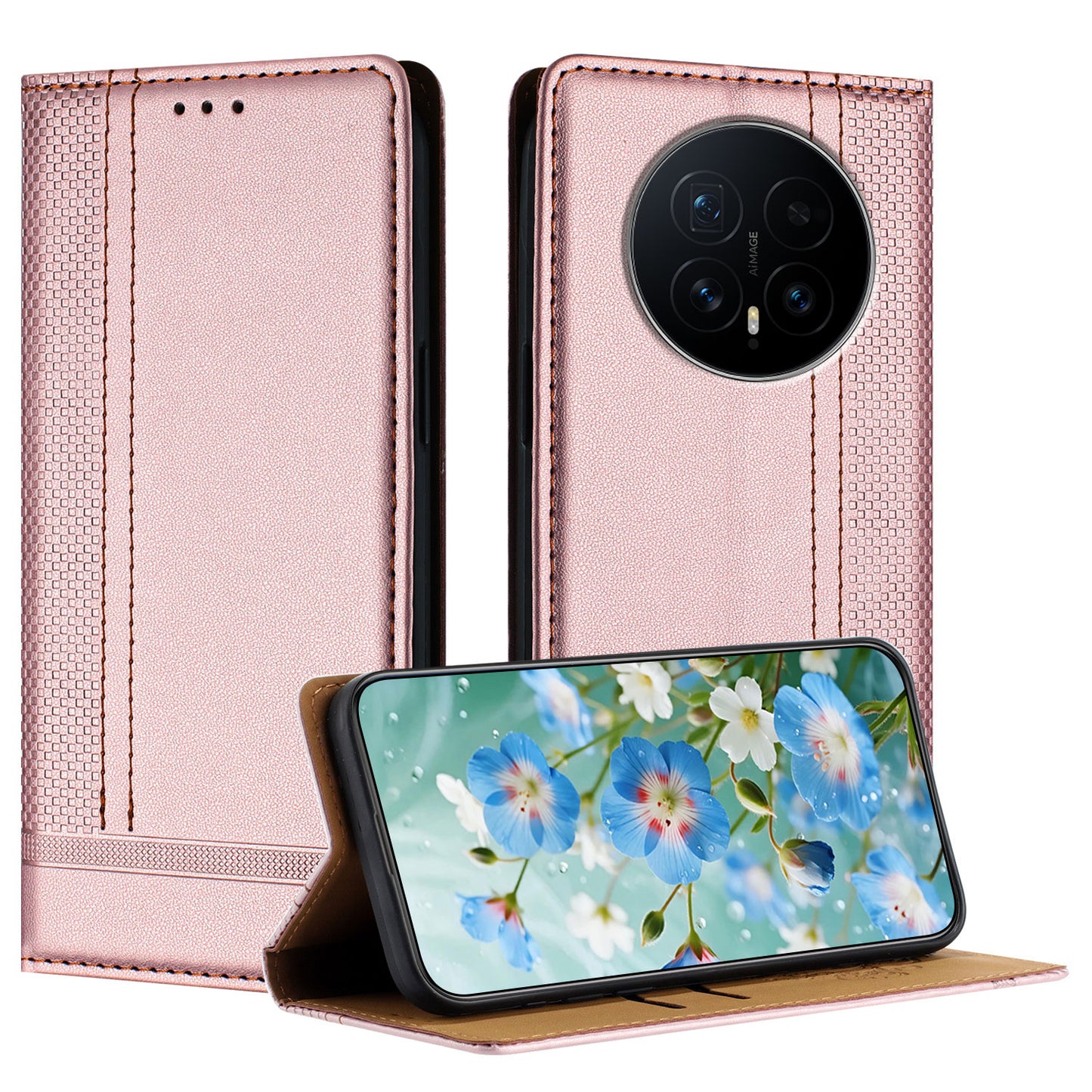 For Honor Magic8 5G Case L-Shaped Grid Pattern Leather Stand Phone Cover with Card Slots