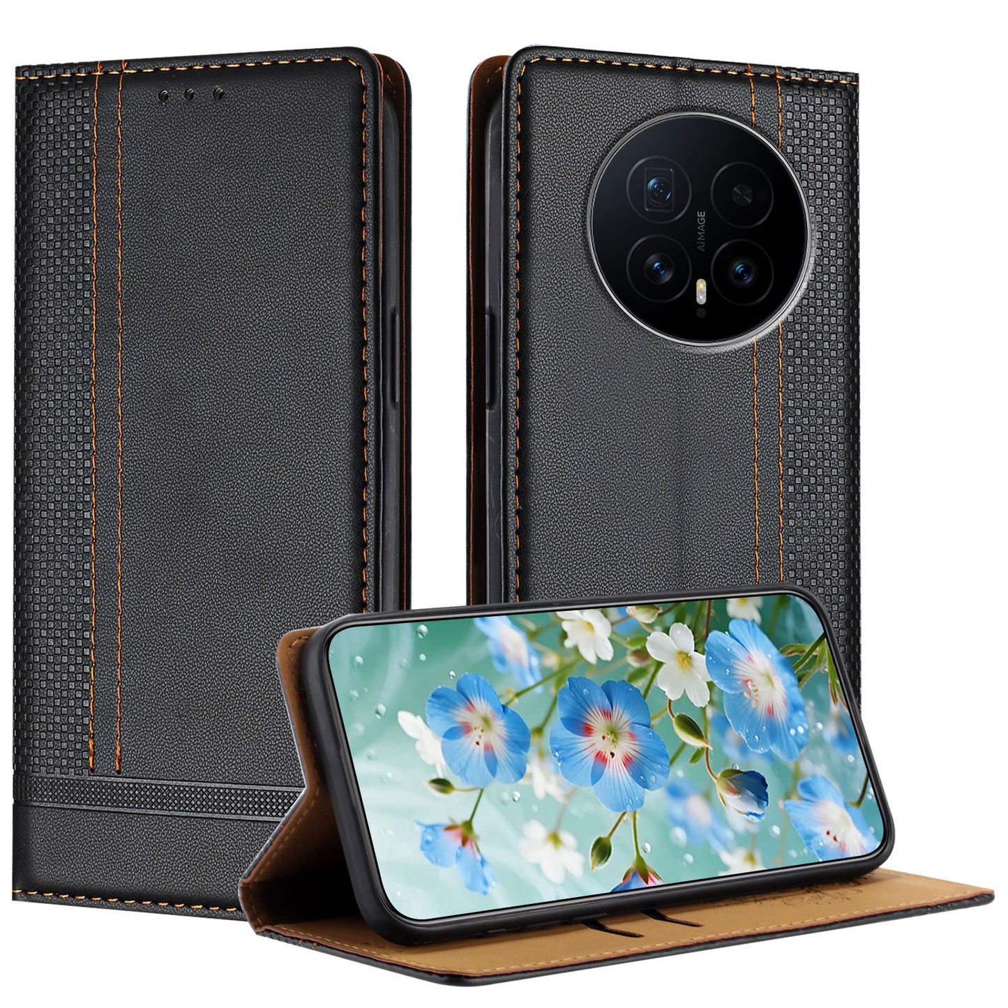 For Honor Magic8 5G Case L-Shaped Grid Pattern Leather Stand Phone Cover with Card Slots