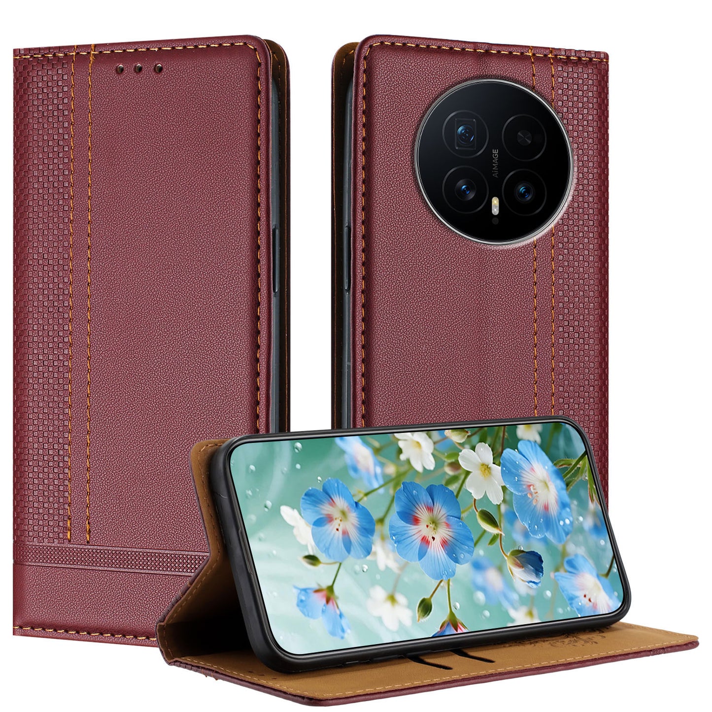 For Honor Magic8 5G Case L-Shaped Grid Pattern Leather Stand Phone Cover with Card Slots