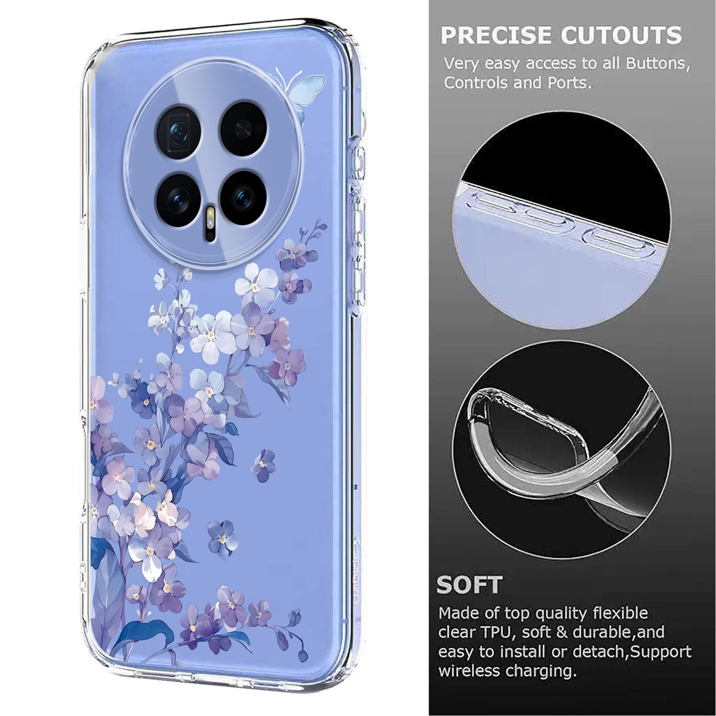 For Honor Magic8 5G Case Butterfly Floral Pattern Printing TPU Phone Back Cover
