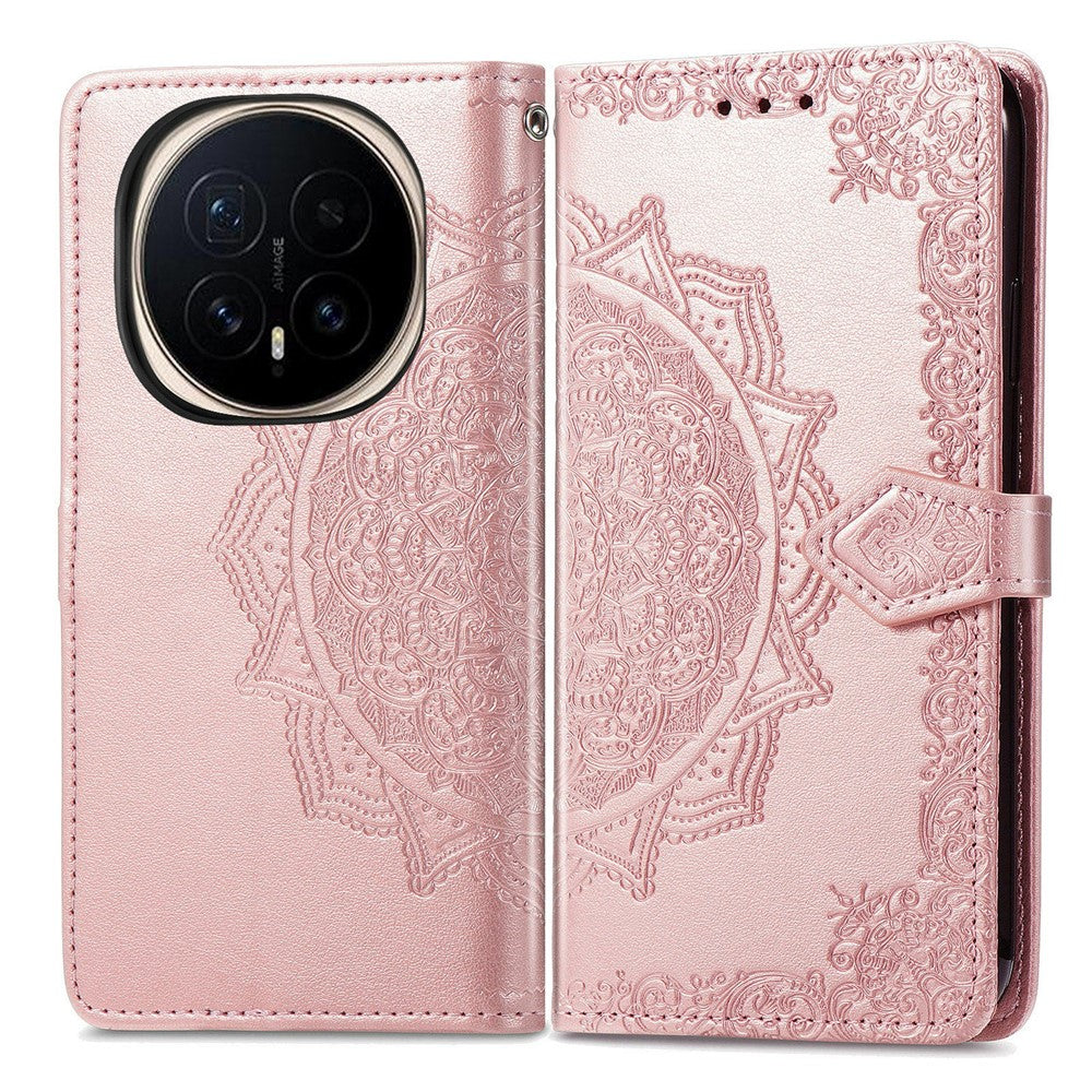 Honor Magic8 5G Wallet-Handyhülle – Aus geprägtem Mandala-Leder, mit Magnetverschluss & Klappverschluss