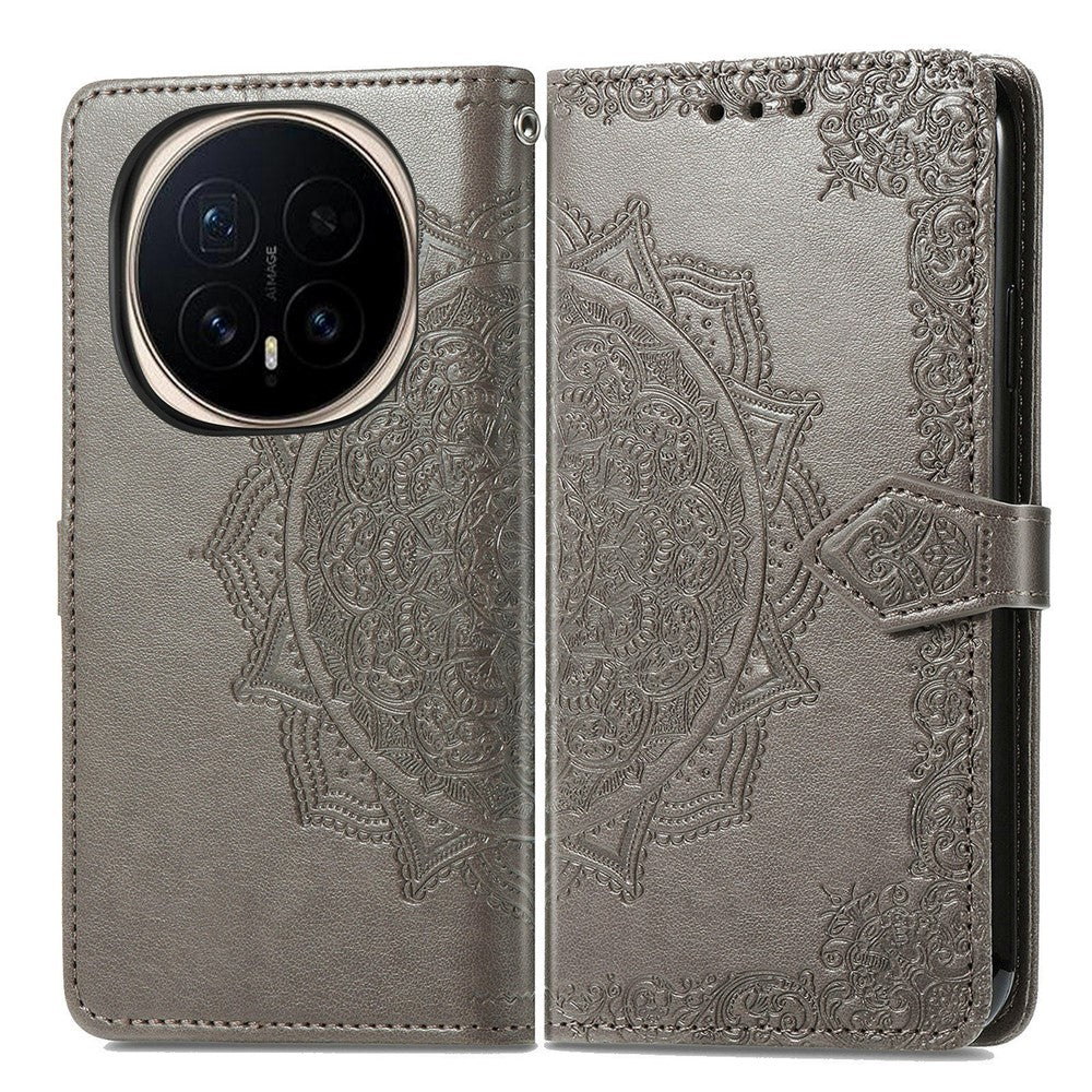 Honor Magic8 5G Wallet-Handyhülle – Aus geprägtem Mandala-Leder, mit Magnetverschluss & Klappverschluss