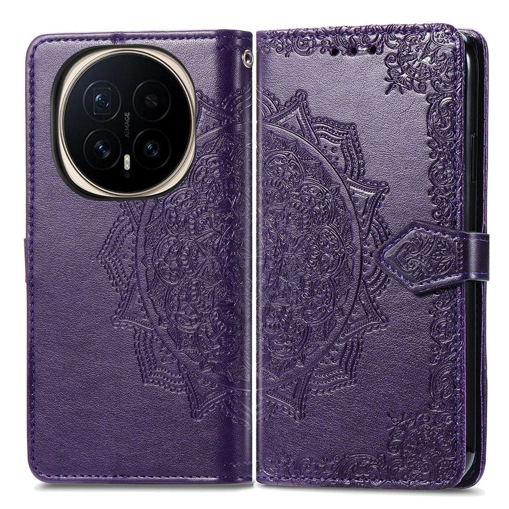 Honor Magic8 5G Wallet-Handyhülle – Aus geprägtem Mandala-Leder, mit Magnetverschluss & Klappverschluss
