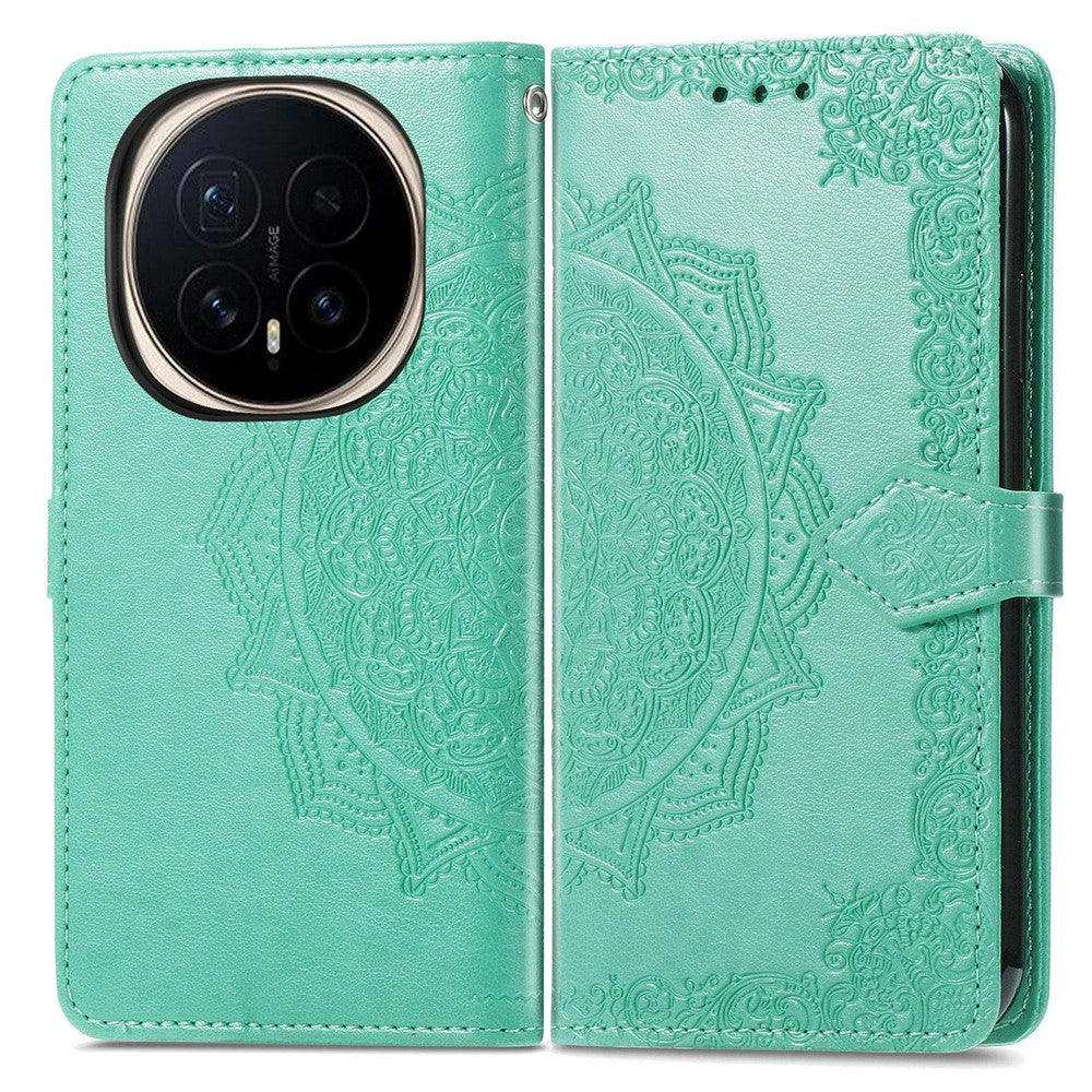 Honor Magic8 5G Wallet-Handyhülle – Aus geprägtem Mandala-Leder, mit Magnetverschluss & Klappverschluss