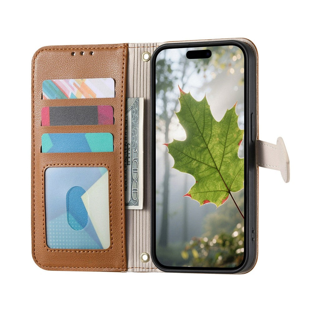 For Honor Magic8 5G Stand Case Leaf Shape Magnetic Clasp Leather Phone Cover with Hand Strap